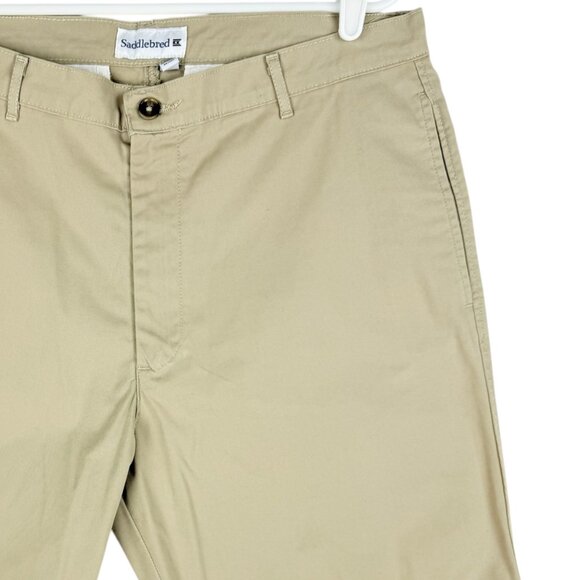 Saddlebred Men's Flat Front Slash Pockets Stretch Khaki Chino Shorts Size 36W - Picture 3 of 10